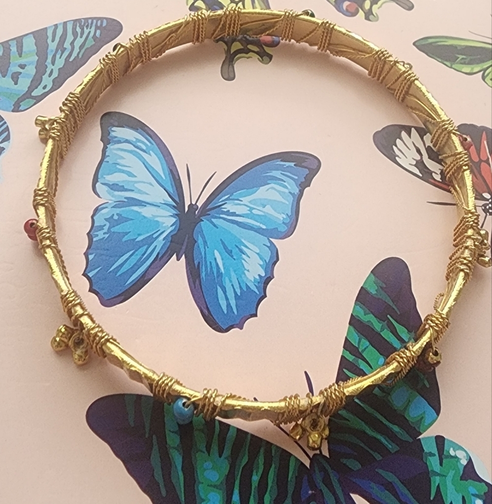 Elegant Gold Tone Bangle Bracelet, 8", 20.3 cm